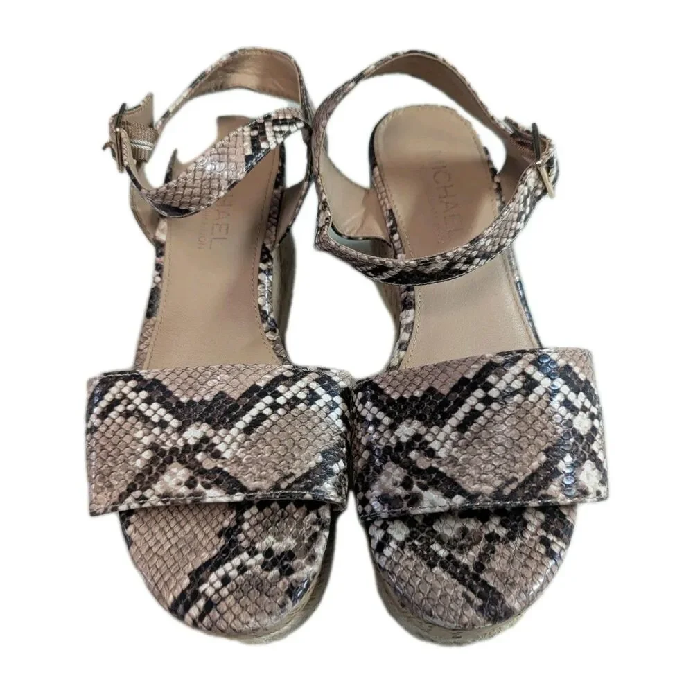 Michael by Michael Shannon Snake Print Espadrille Wedge Sandals - Size 6.5 - Picture 3 of 8